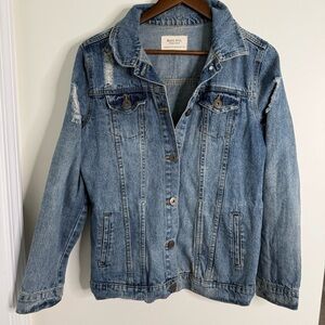 Brave Soul Denim Studio 100% Cotton Distressed Denim Jacket Size Large